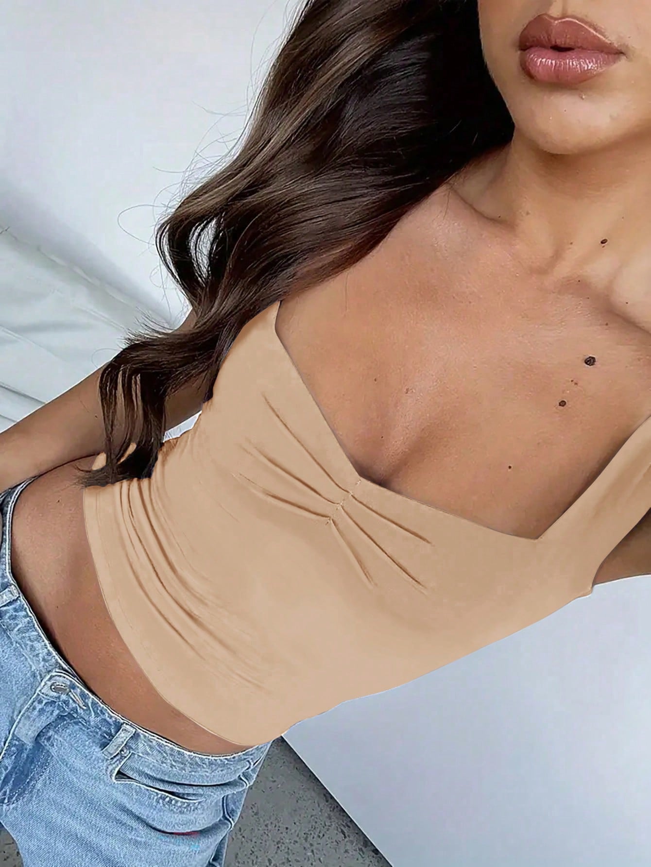 Women's Solid Color Cropped Tank Top For Summer