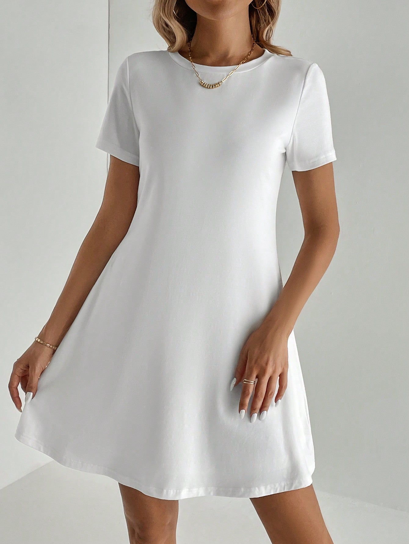 Tall Solid Round Neck Tee Dress