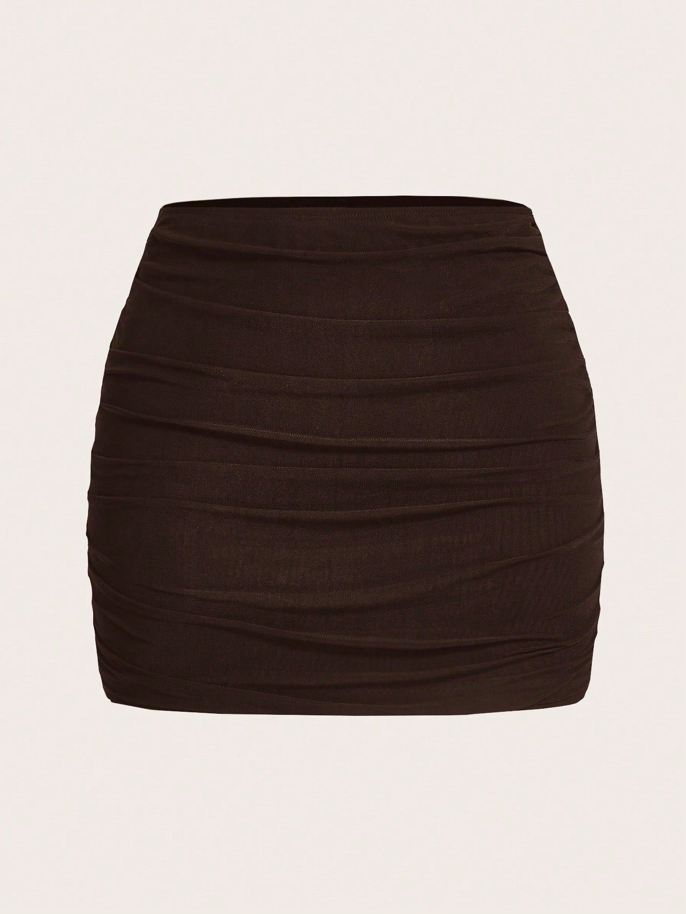 Summer Mesh Double Layer Ruched Flared Mini Skirt