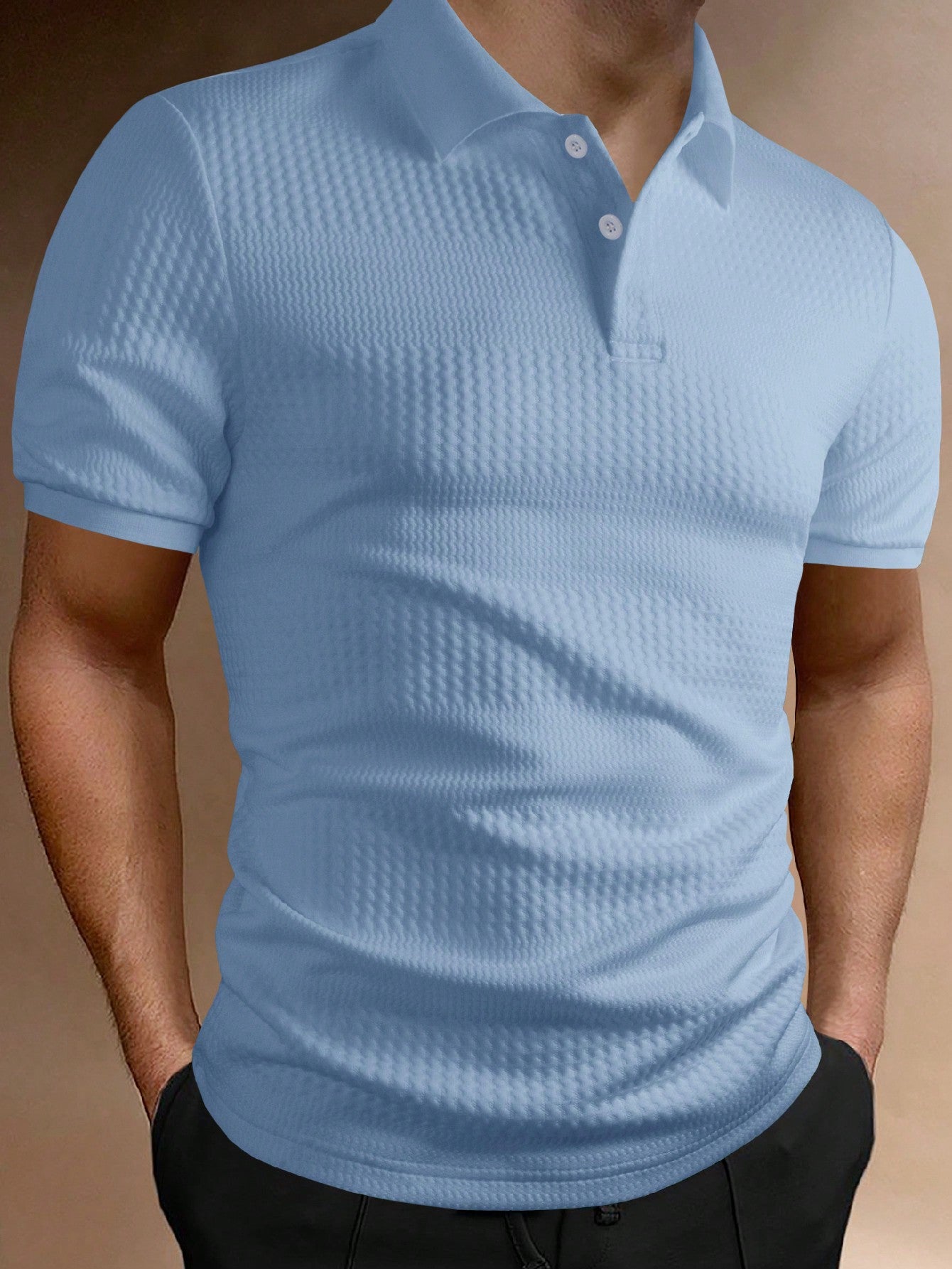 Men's Solid Color Short Sleeve Polo Shirt , Button Up Collar Plain Polo Shirt, Going Out Casual Husband