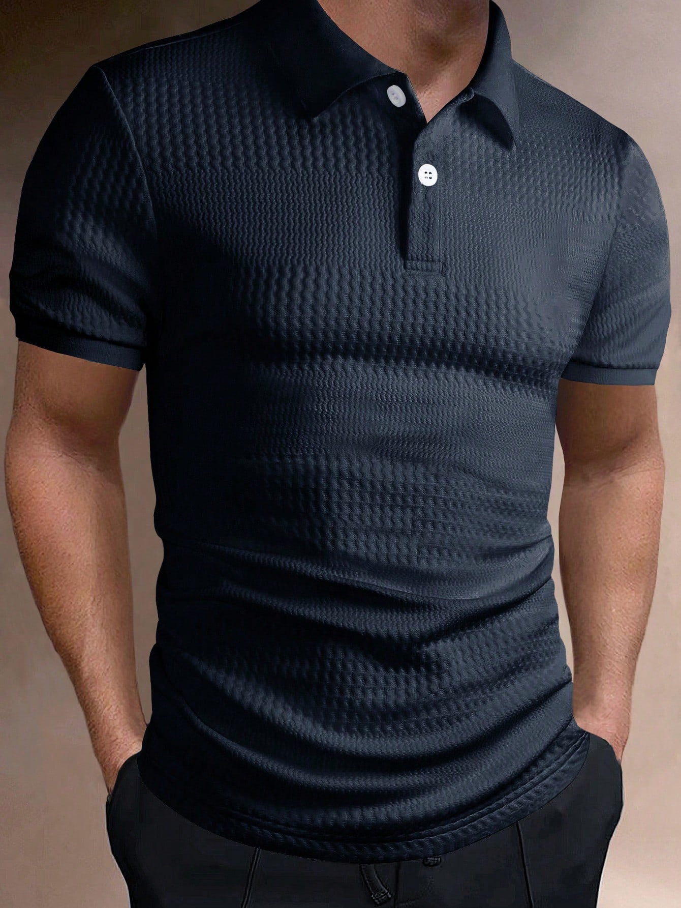 Men's Solid Color Short Sleeve Polo Shirt , Button Up Collar Plain Polo Shirt, Going Out Casual Husband