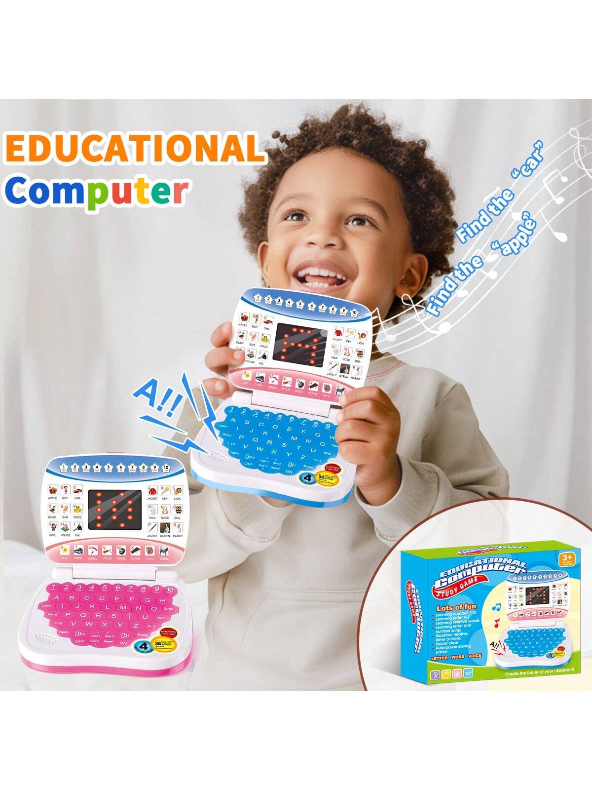 1PC Smart Preschool Laptop Interactive Learning Tablet Delightful Imaginative Play Alphabet, Number, Music, Words & Math Game, Fun Learning Tool For Little Scholars