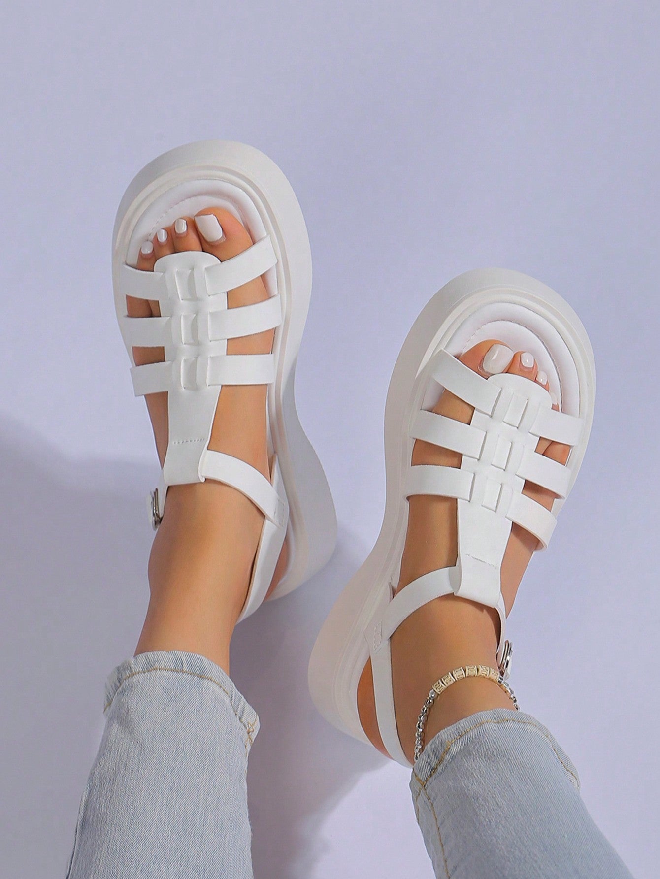 New Summer Style Girls' Sandals With Metal Buckle, Classic Teenager Shoe With Wedge Heel And Thick Sole For Casual And Student Wear