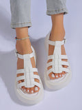 New Summer Style Girls' Sandals With Metal Buckle, Classic Teenager Shoe With Wedge Heel And Thick Sole For Casual And Student Wear