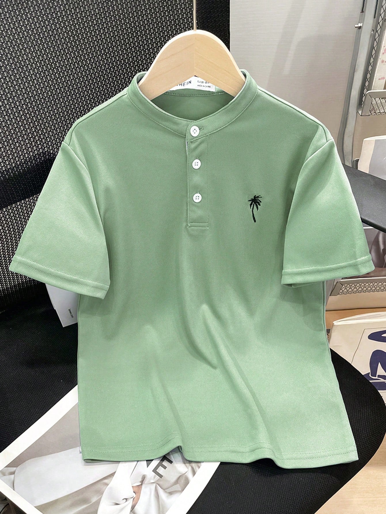 Tween Boy Palm Tree Print Polo Shirt