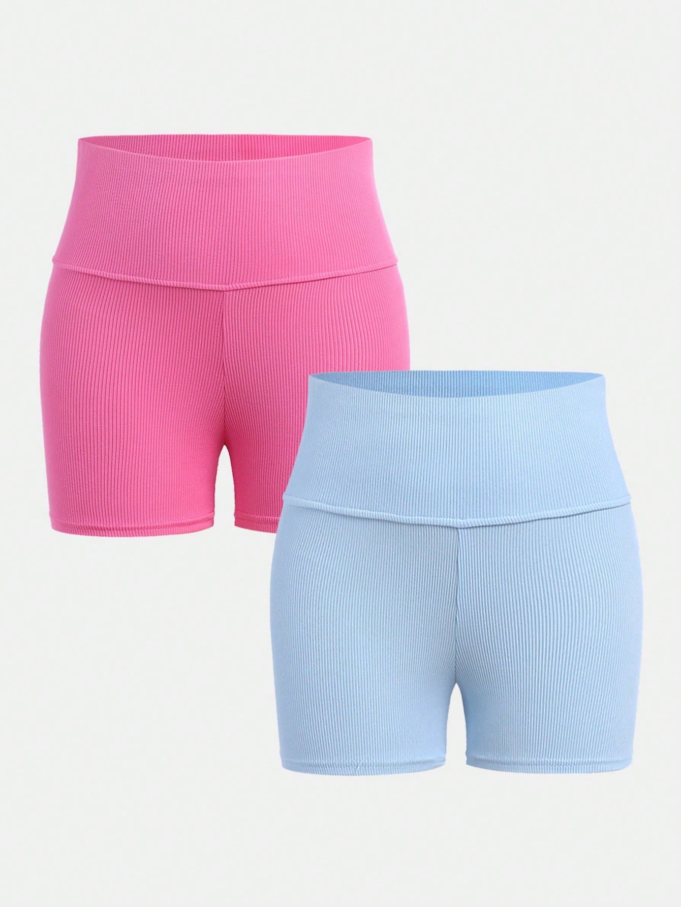 Tween Girl 2pcs/Set Knitted Solid Biker Shorts