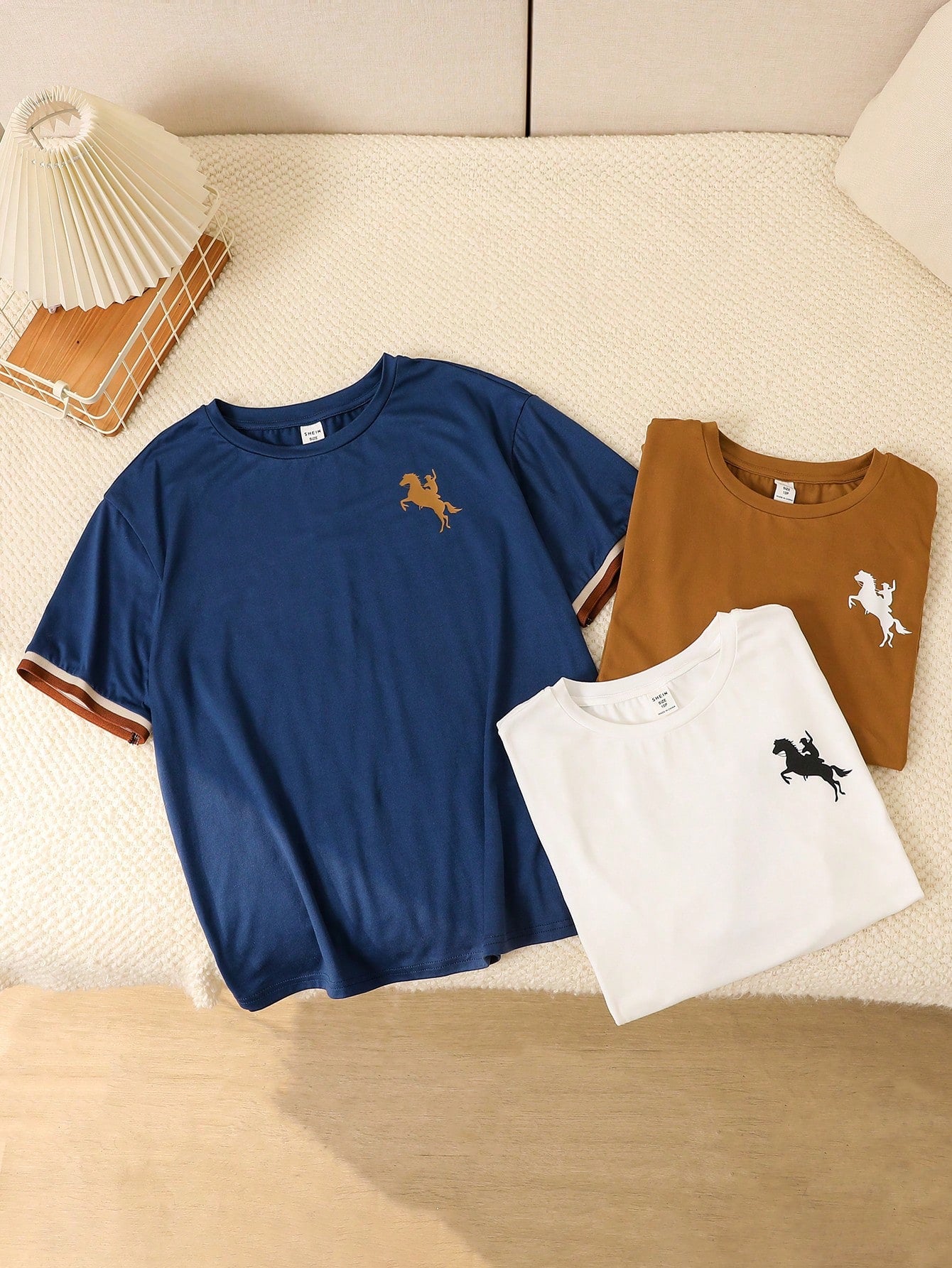 Tween Boys' Extended Size Casual Printed Sleeve Cuff Color Block Round Neck Oversized Short Sleeve Knit T-Shirt, 3pcs (1 Of Each Color) Suitable For Daily Wear, Travel, Sports Activities In Spring And Summer