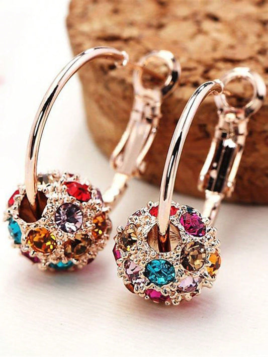 Shiny Colored Square Crystal Zirconia Hoop Earrings - Elegant Accessory For Various Occasions - Perfect Gift For Birthday, Anniversary, Etc.