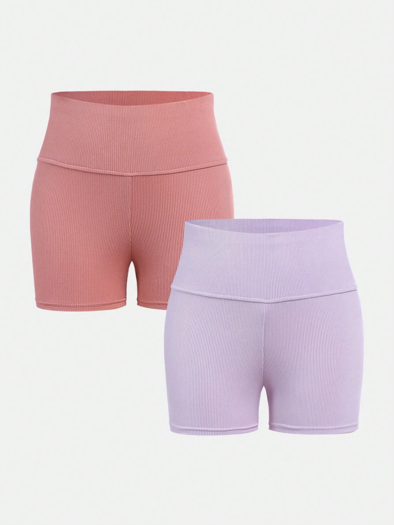 Tween Girl 2pcs/Set Knitted Solid Biker Shorts