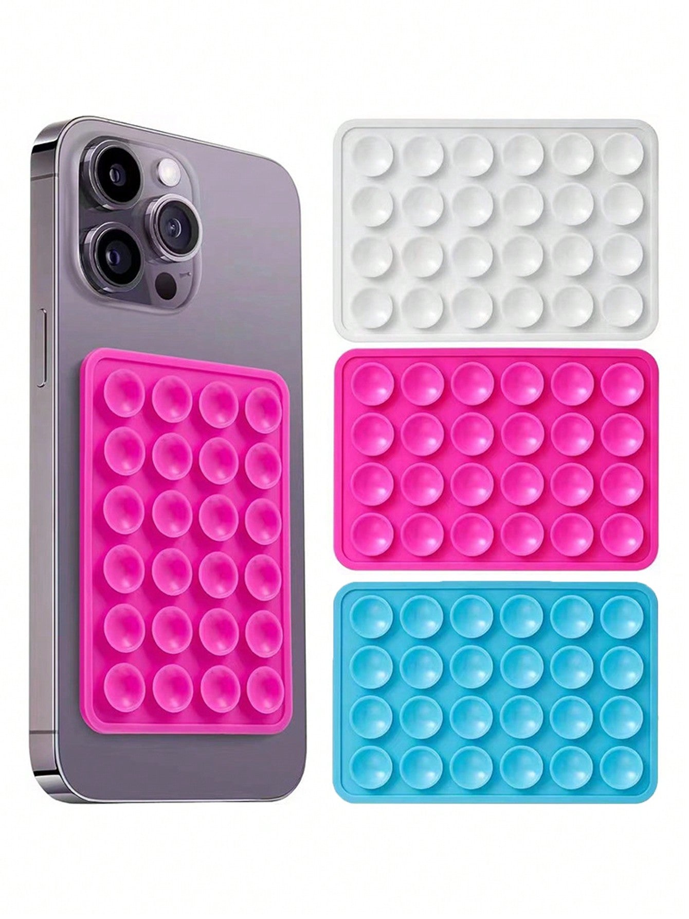 3pcs Silicone Suction Cup Square Single-Sided Silicone Suction Cup Multi-Functional Mobile Phone Leather Case Silicone Mobile Phone Suction Cup Holder