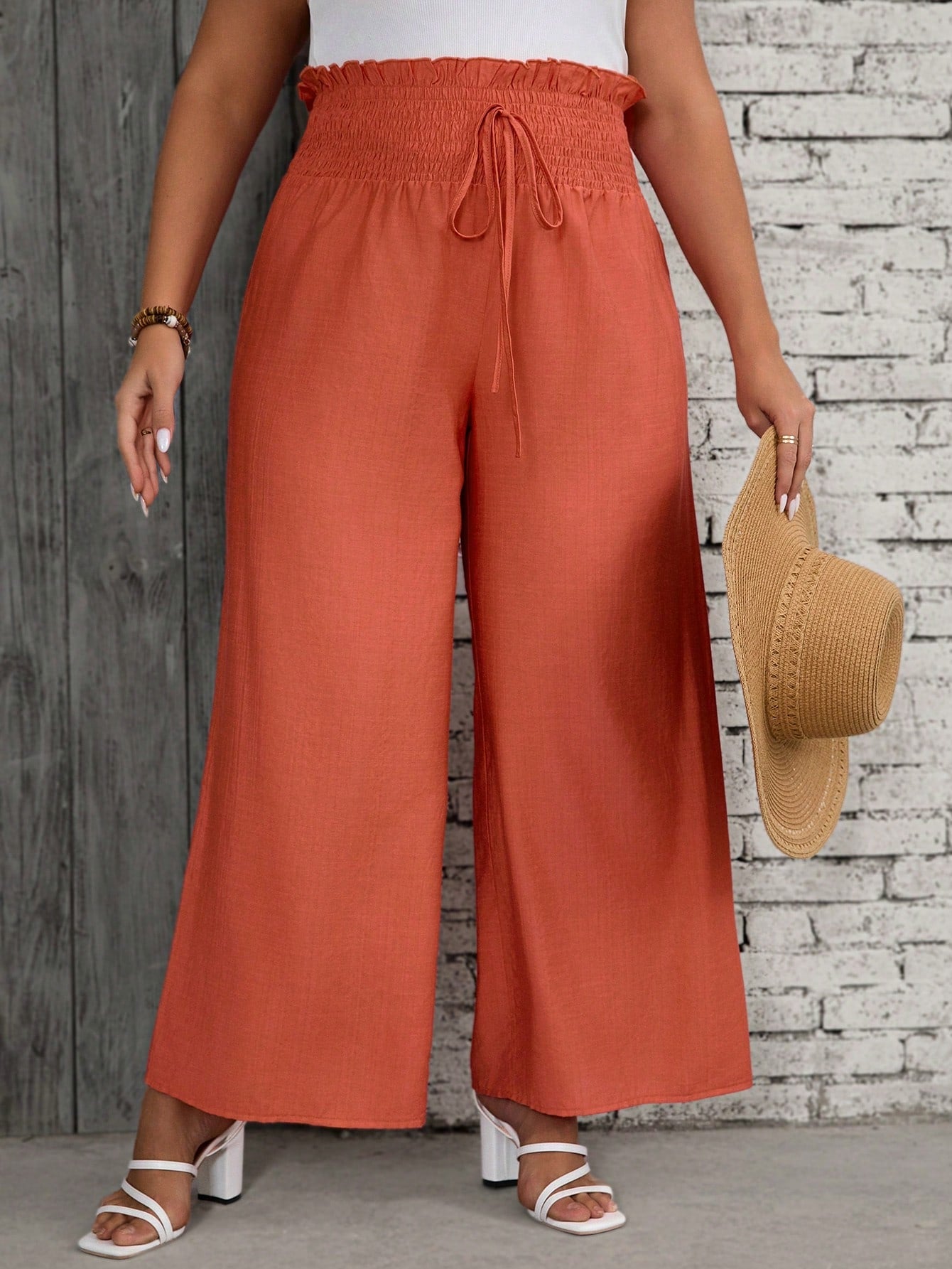 Plus Geo Print Wide Leg Summer Pants