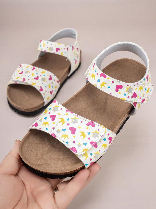 1pair Comfortable And Fashionable Classic Girls' Flat Sandals