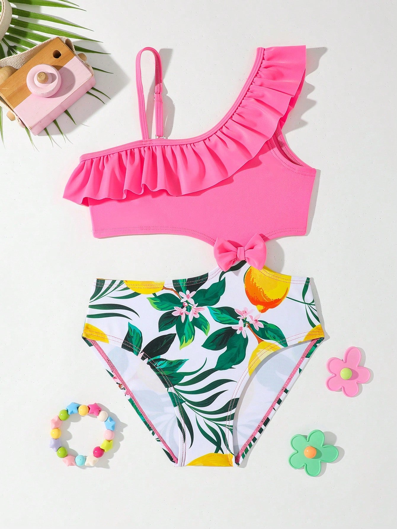 Young Girls' Colorful Printed One-Piece Swimwear