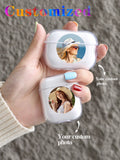 Fashionable Round TPU Soft Transparent Protective Case Cover Compatible With Apple AirPods 1/2/3, Personalized With Photos Of Real Life, Couple, Family & Pet Interactions