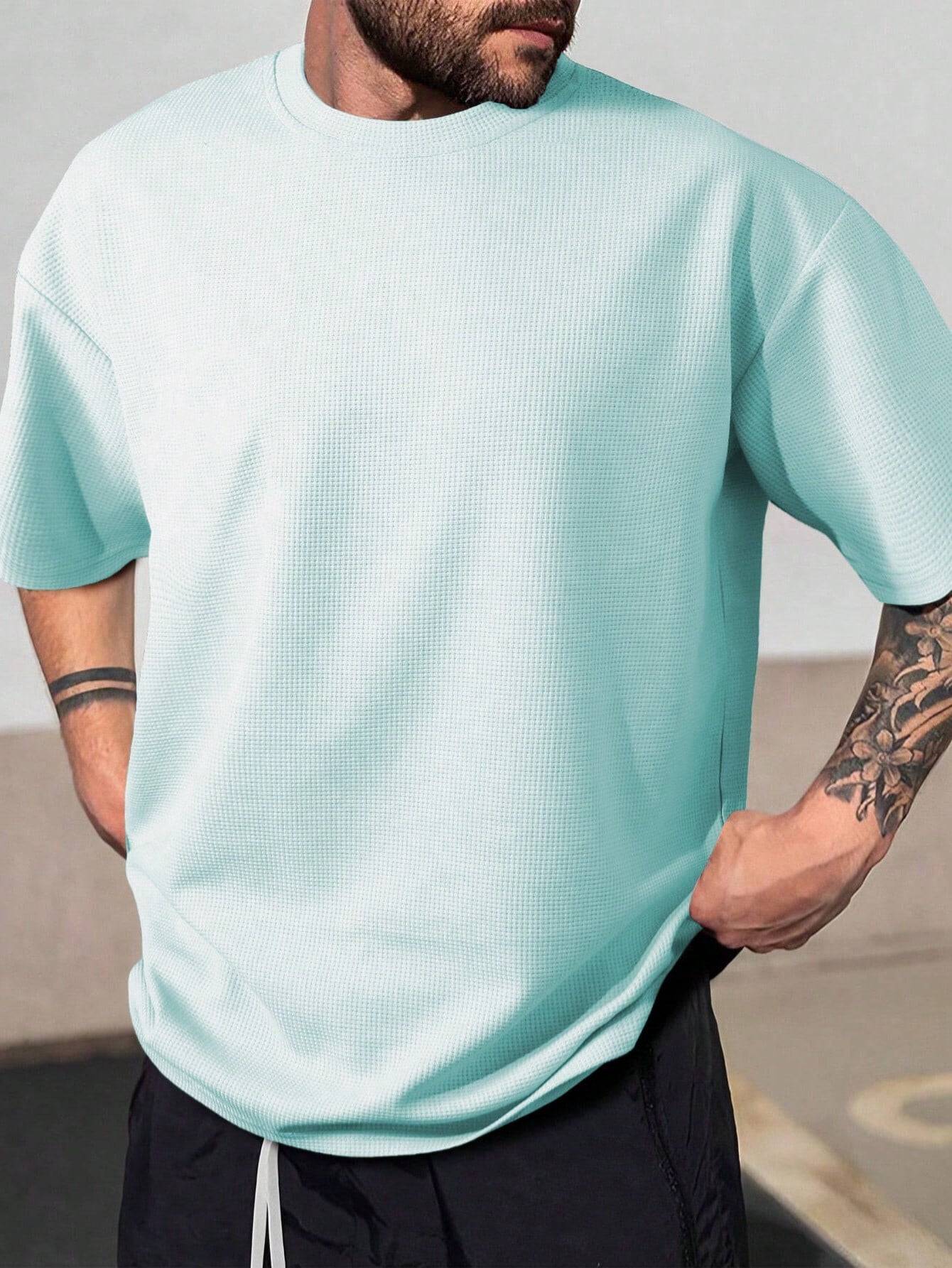 Men'S Plus Size Solid Color Short Sleeve T-Shirt