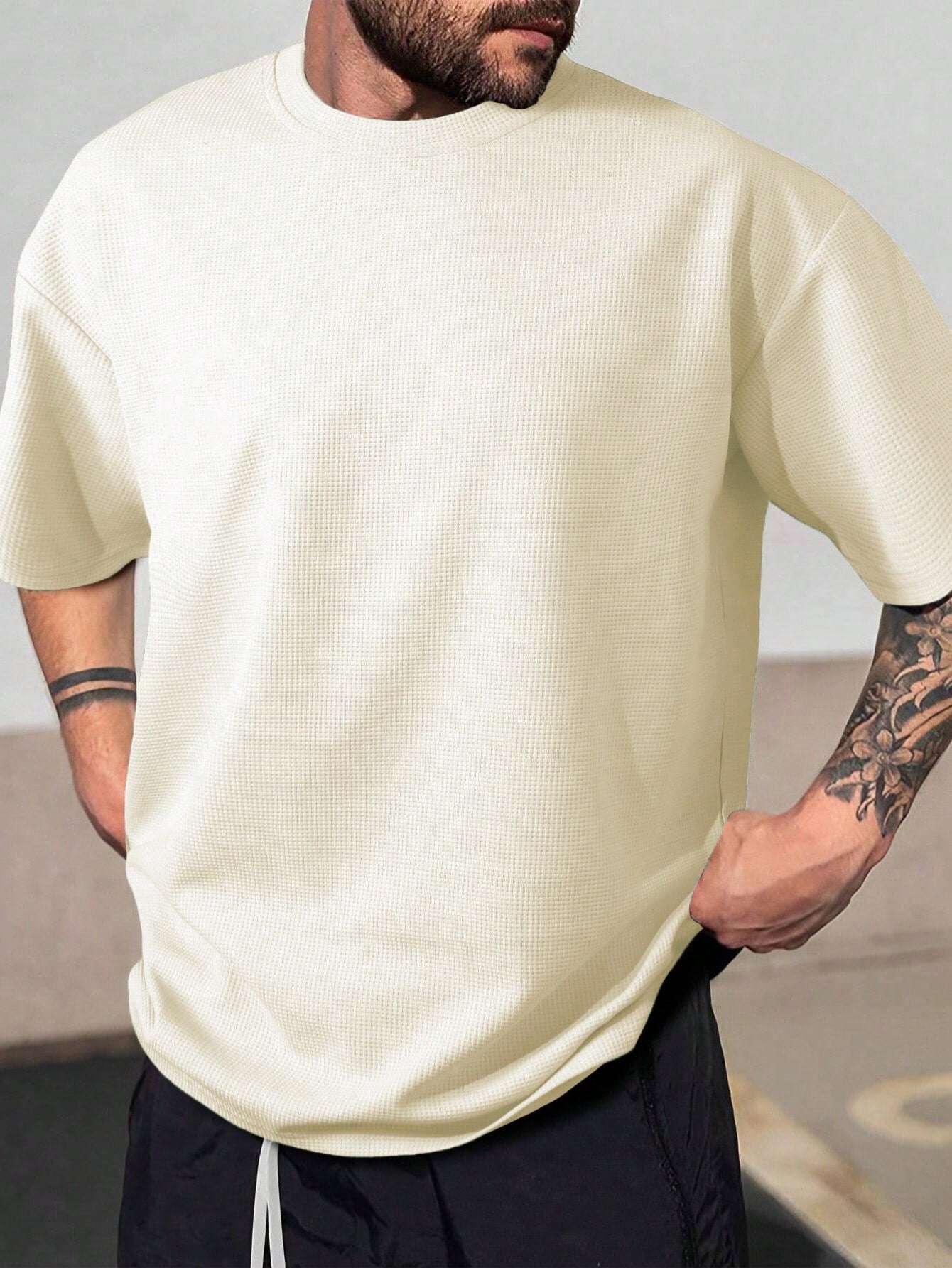 Men'S Plus Size Solid Color Short Sleeve T-Shirt