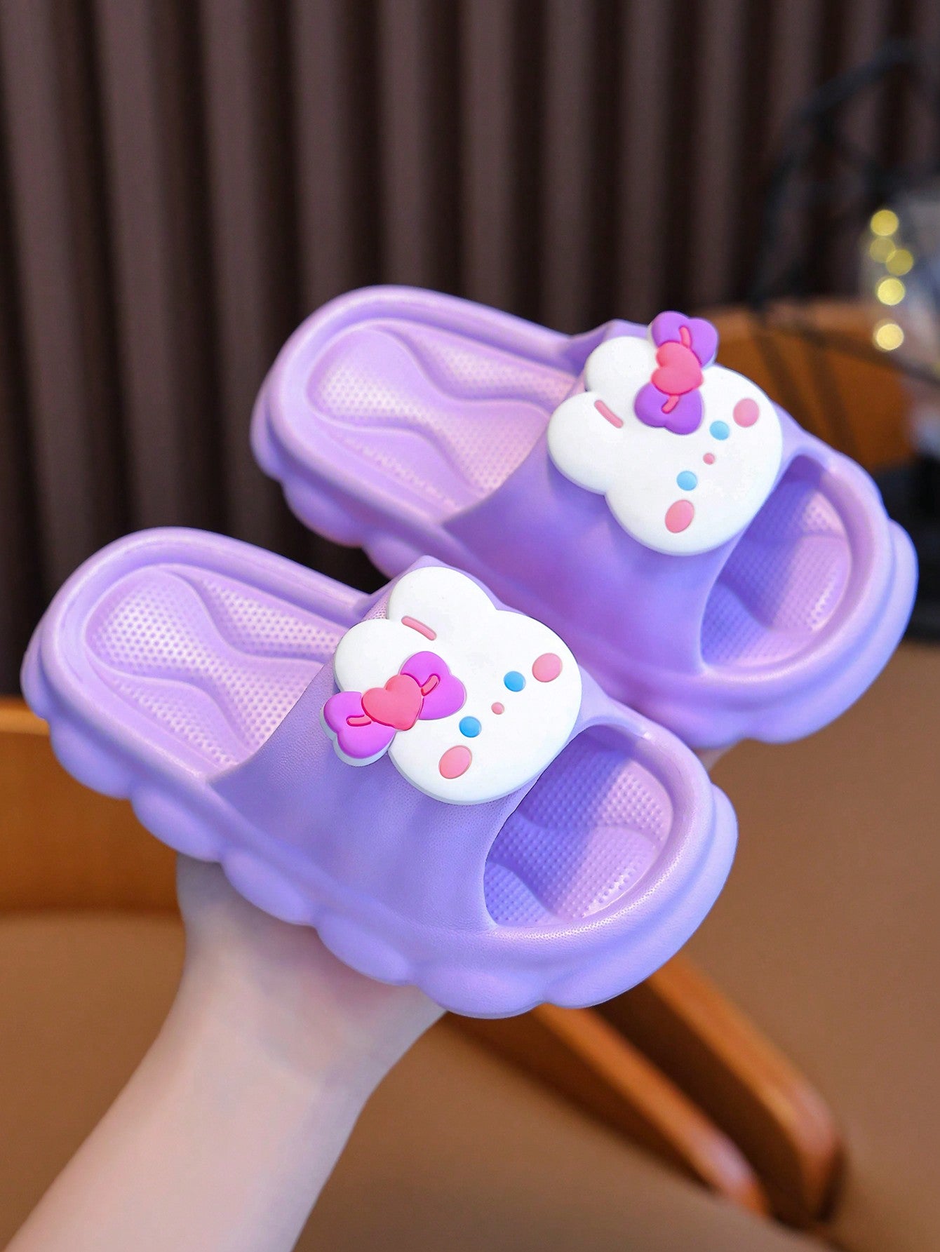 1pair Girls' Cute Rabbit Pattern Indoor Anti-Slip EVA Slippers, Suitable For Summer