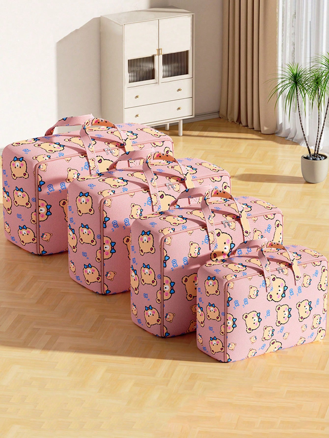 Cartoon Handheld Storage Bag For Blanket And Clothing For Moving, Travel, And Business Trips With Large Capacity