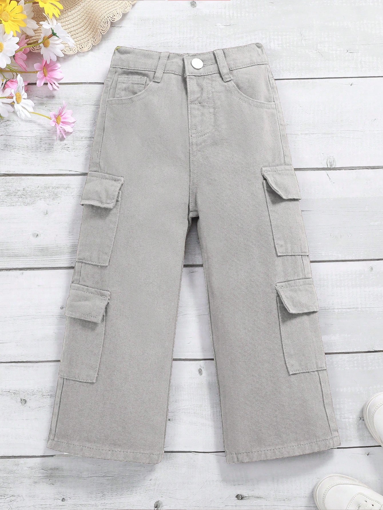 Young Girl Flap Pocket Side Cargo Jeans