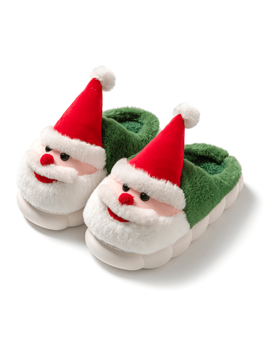 Christmas Winter Couples' Anti-Slip Indoor Cute Santa Claus Thick-Soled Cozy Home Slippers