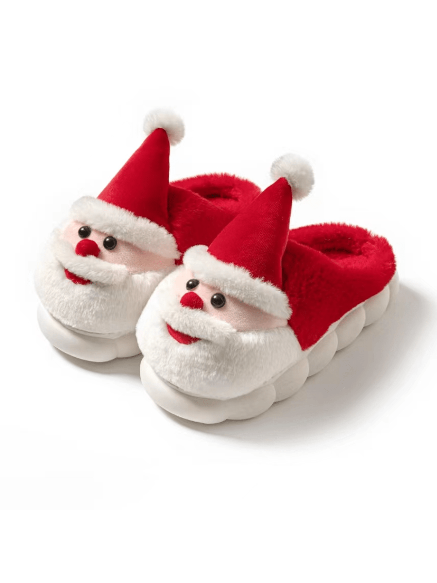 Christmas Winter Couples' Anti-Slip Indoor Cute Santa Claus Thick-Soled Cozy Home Slippers