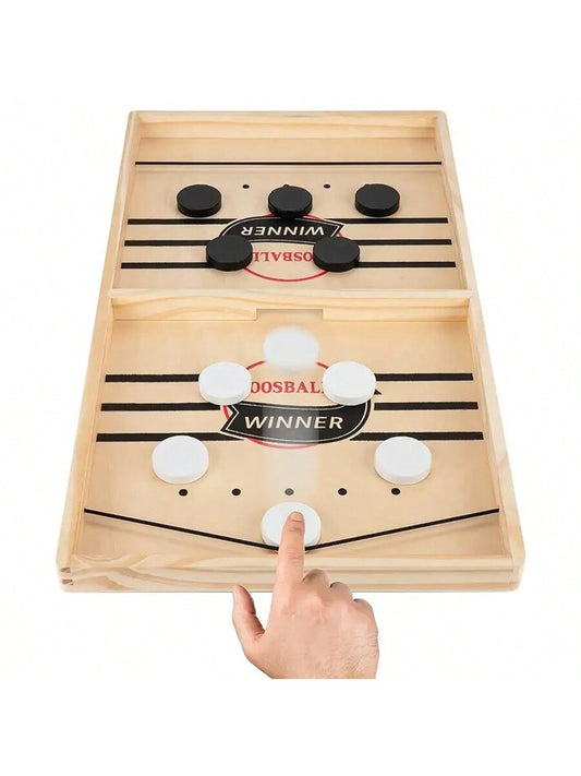 1pc Double Play Catapult Chess Interactive Tabletop Game For Parent-Child Interaction, Fast Paced Ice Hockey Game, Wooden Stick Hockey Table Game