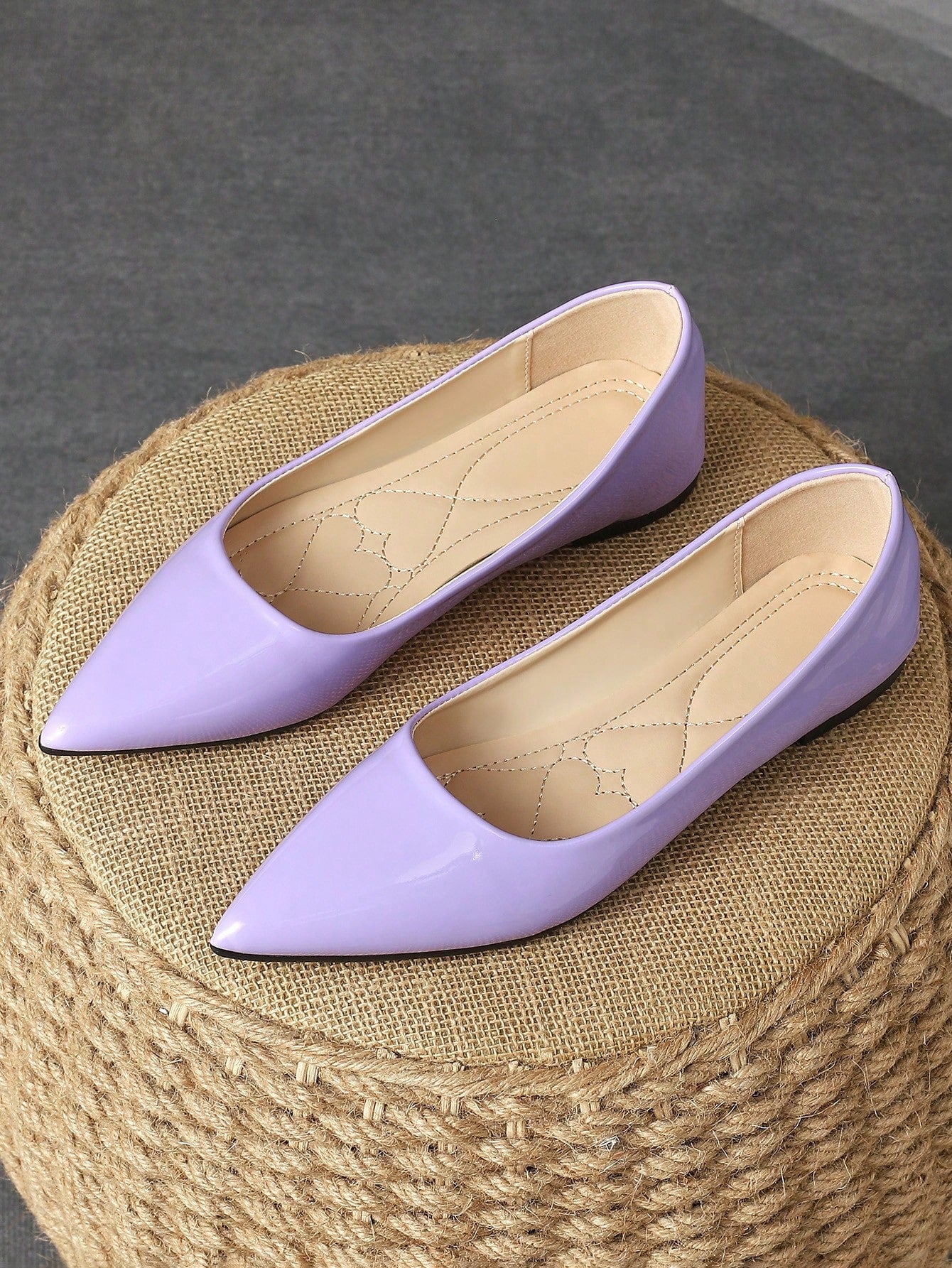 Women's Pointed Fashion Shallow Mouth Purple Flat Shoes For Outdoor Activities, Champagne-Color Posh Red Casual Shoes And Versatile Yellow Shoes For Comfort, Black Shoes