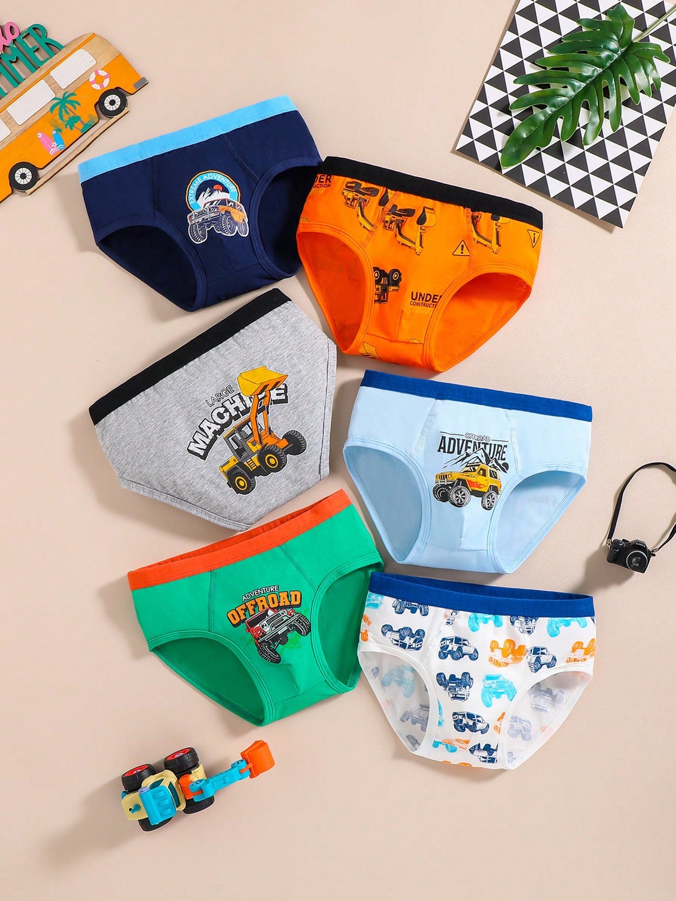 6pcs Young Boy Printed Daily Wear Triangle Underwear