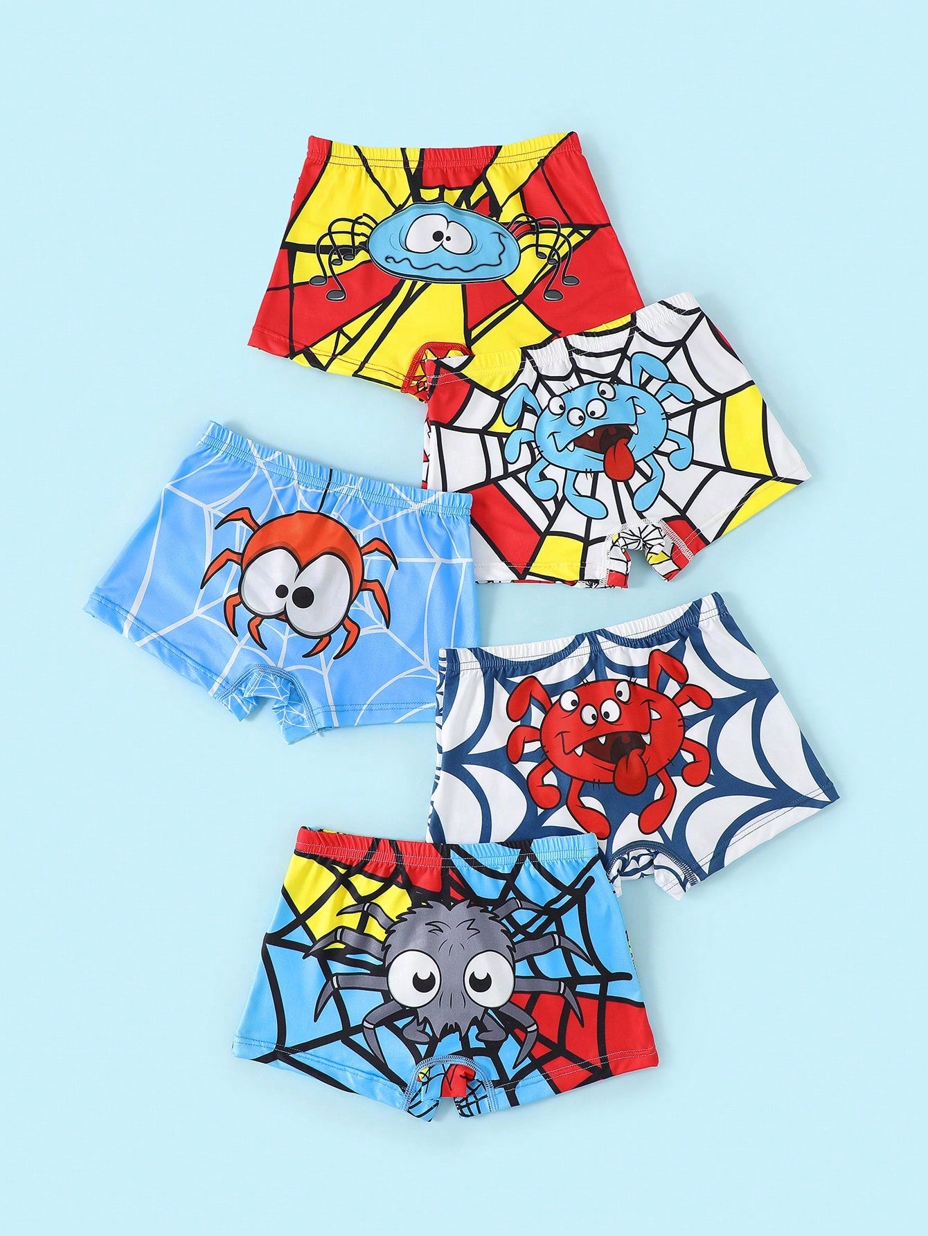 Young Boy Cartoon Spider Printed Casual Boxer Briefs