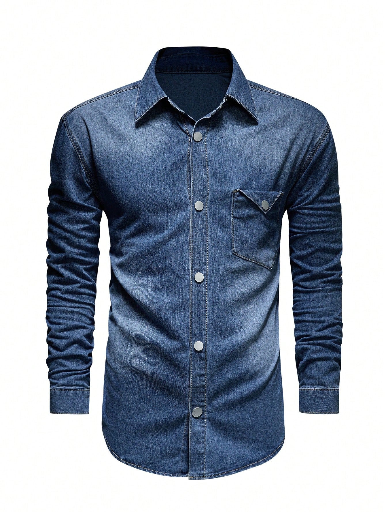 Men's Spring And Autumn Long Sleeve Casual Denim Shirt