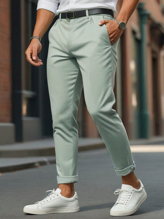 Men's Daily Wear Solid Color Simple Suit Pants