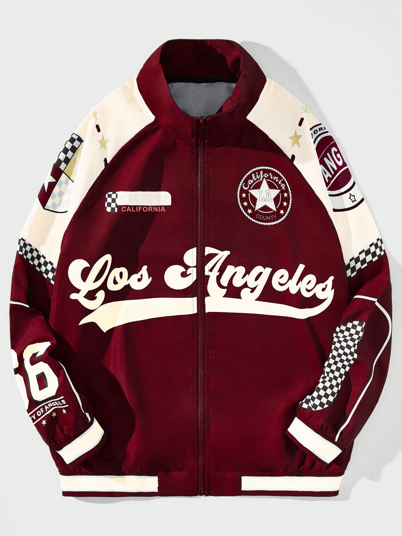 Street Life Men's Letter Print Patchwork Baseball Jacket