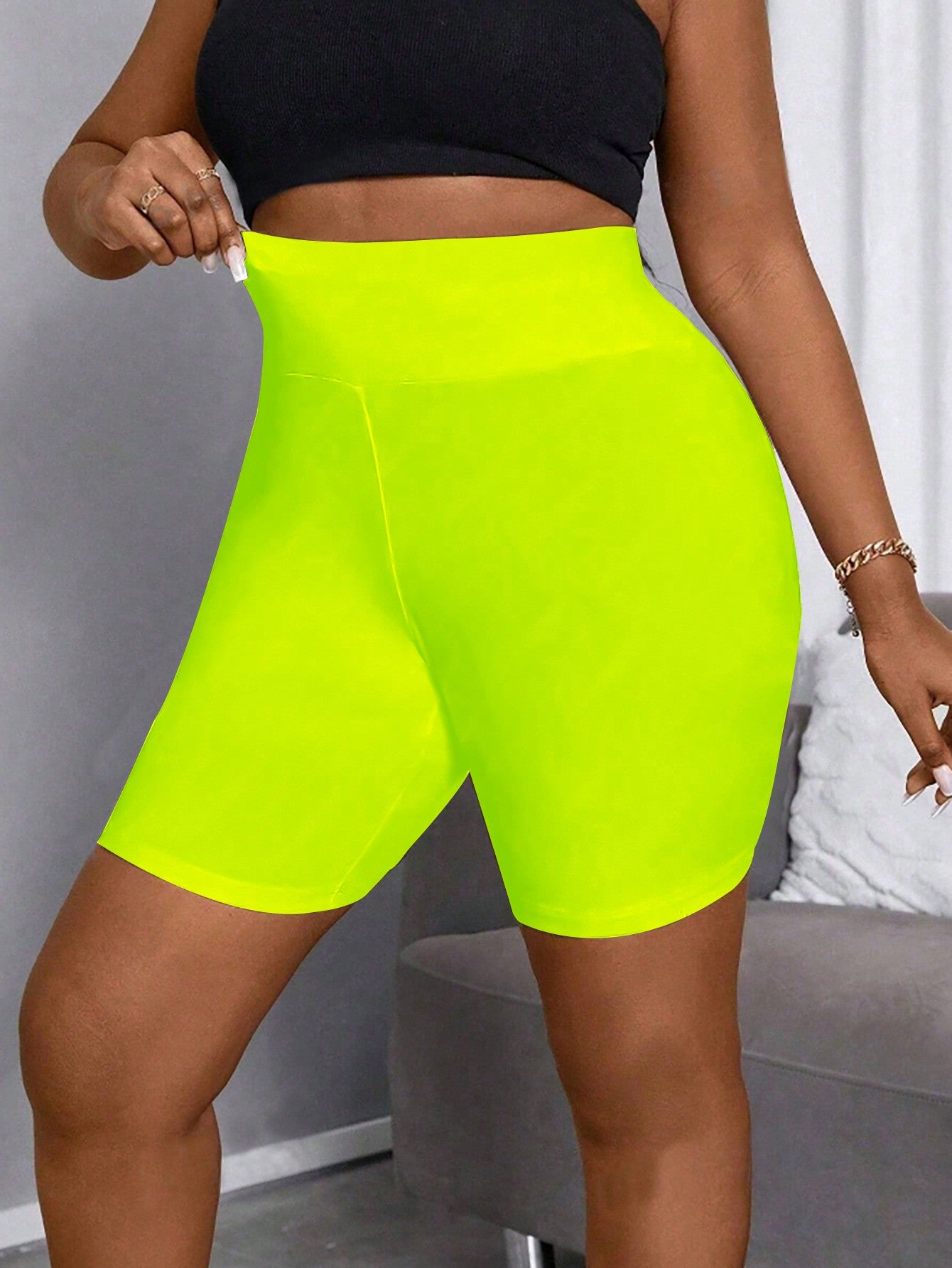 Plus Size Women's Solid Color Shorts Tights