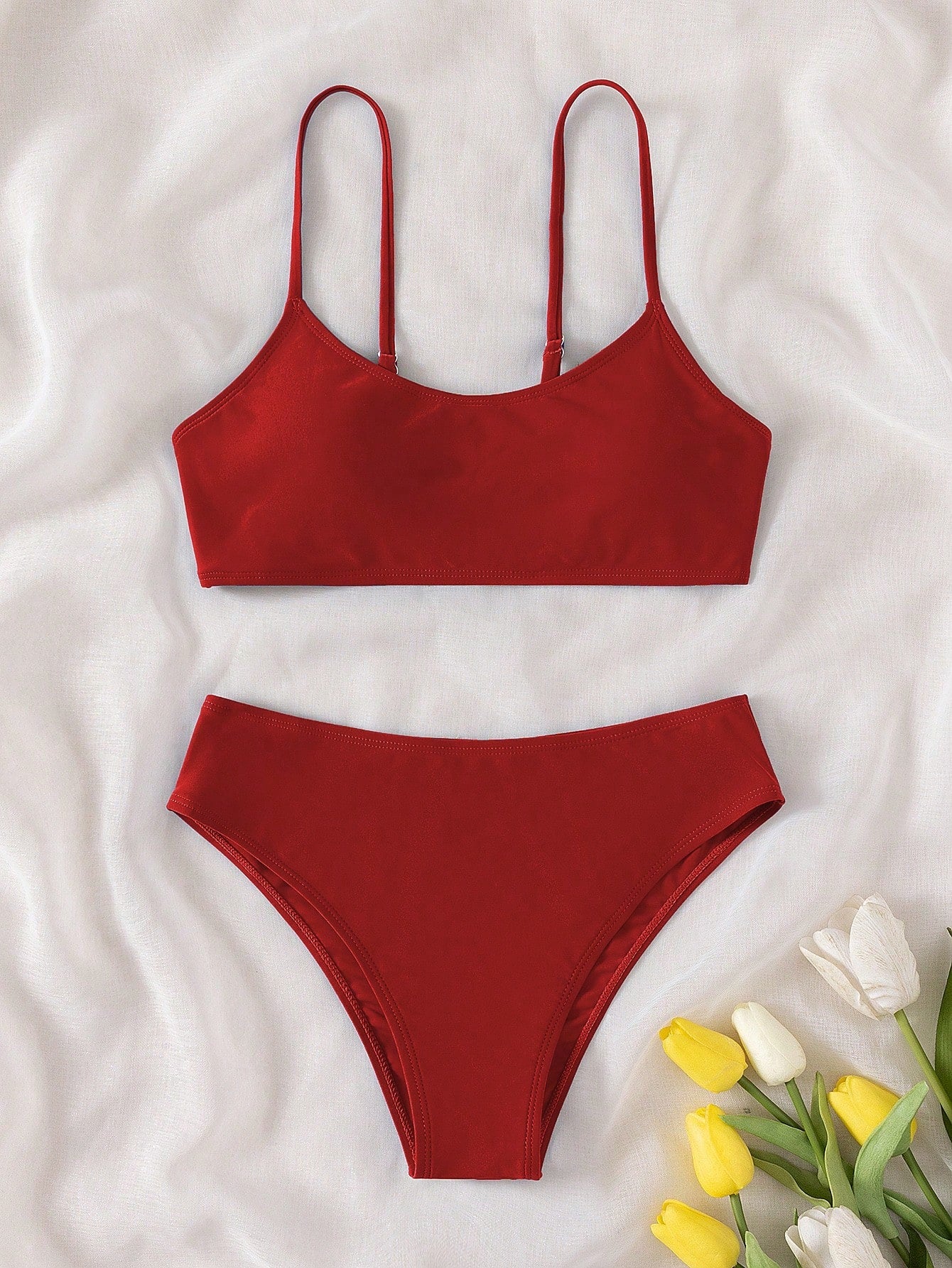 Teen Girls Solid Bikini Set Summer Beach