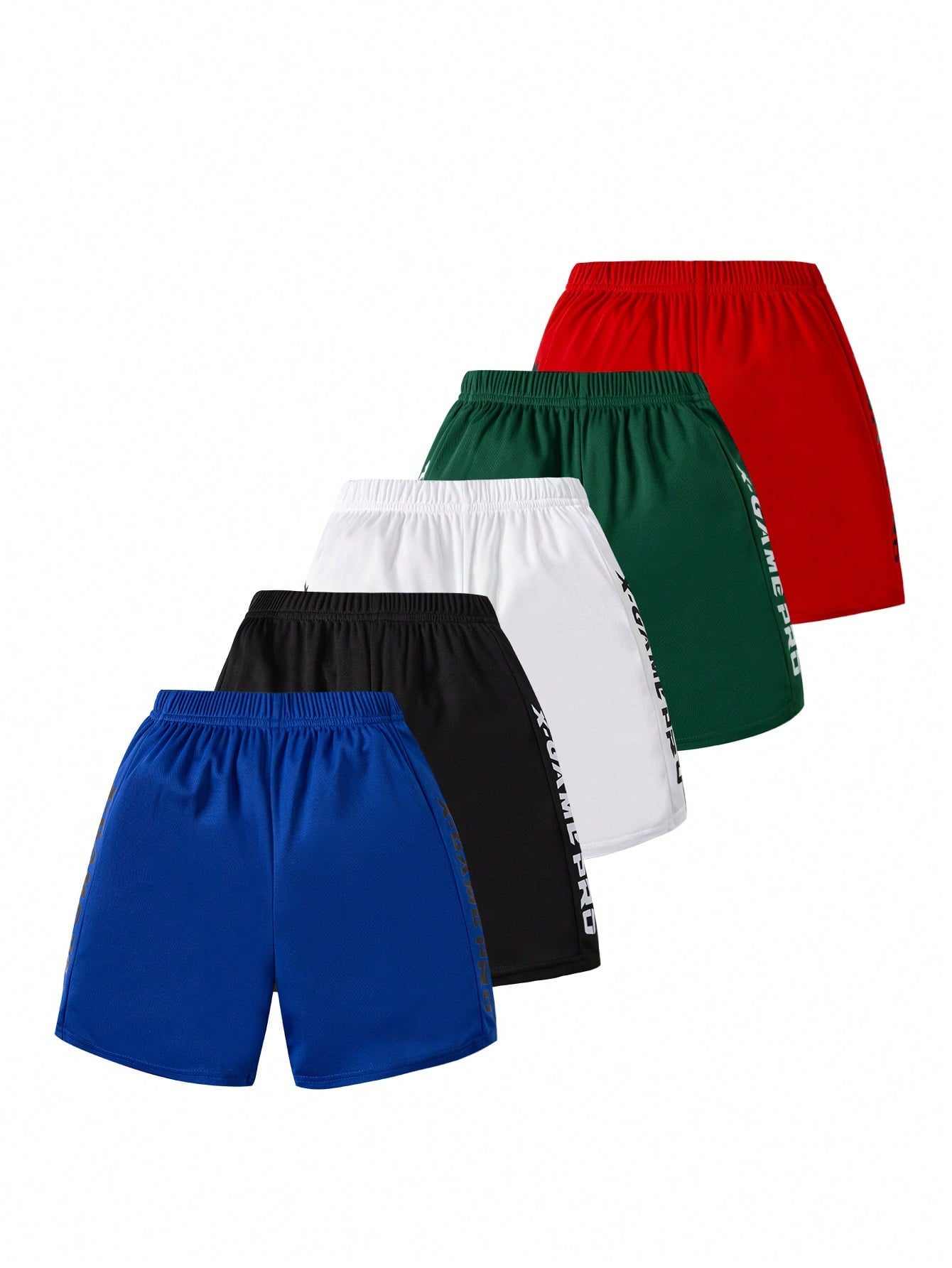 Young Boys' 5pcs Multicolor Letter Printed Casual Sports Comfortable Shorts