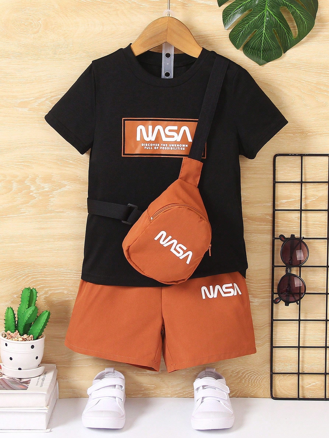 Young Boy 3pcs/Set T-Shirt+Shorts+Backpack Casual Sporty Fashion Streetwear Outfits