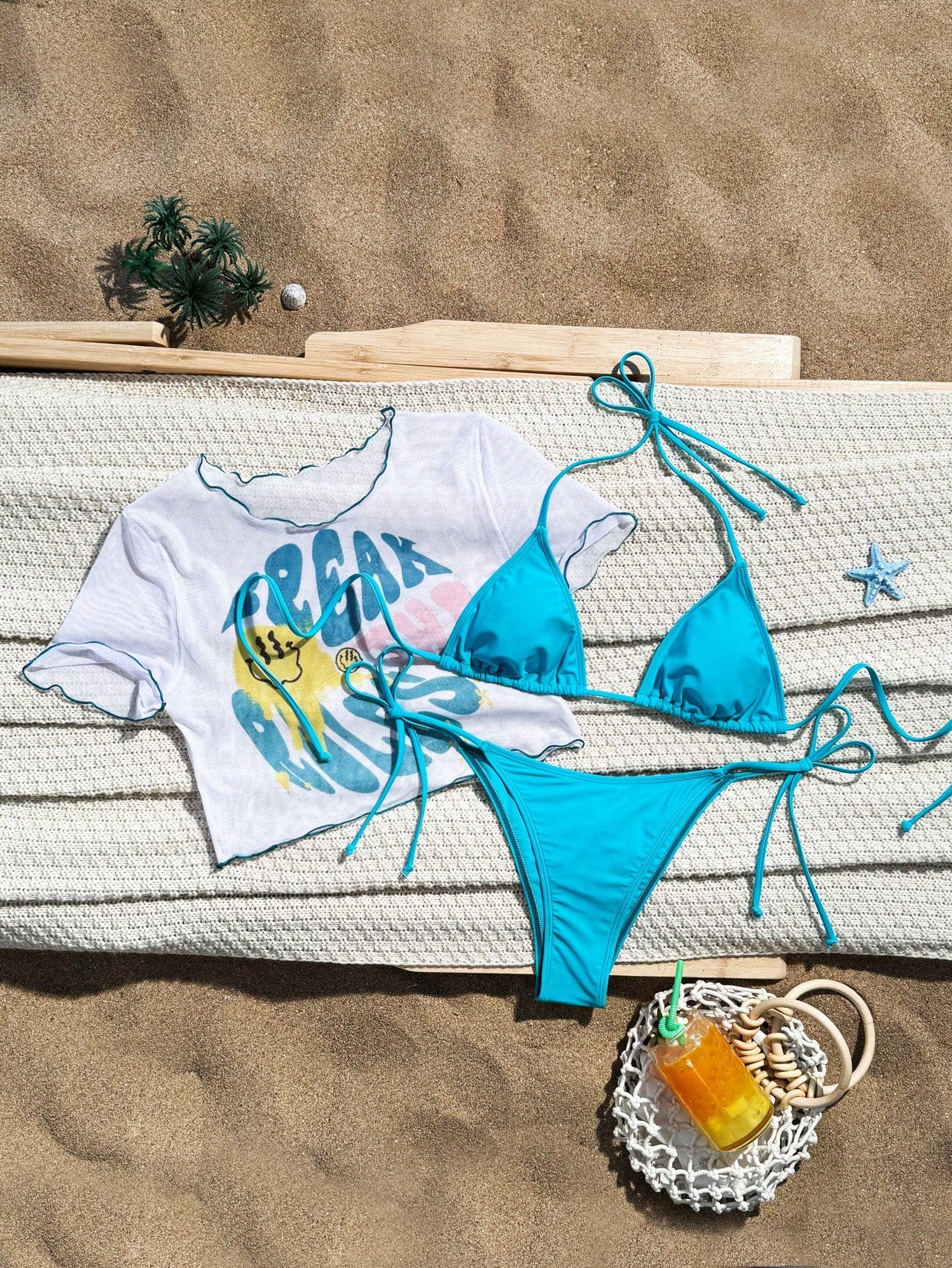 Swim Split Bikini Set, Customized Print Design With Copyright Purchased, Summer Beach