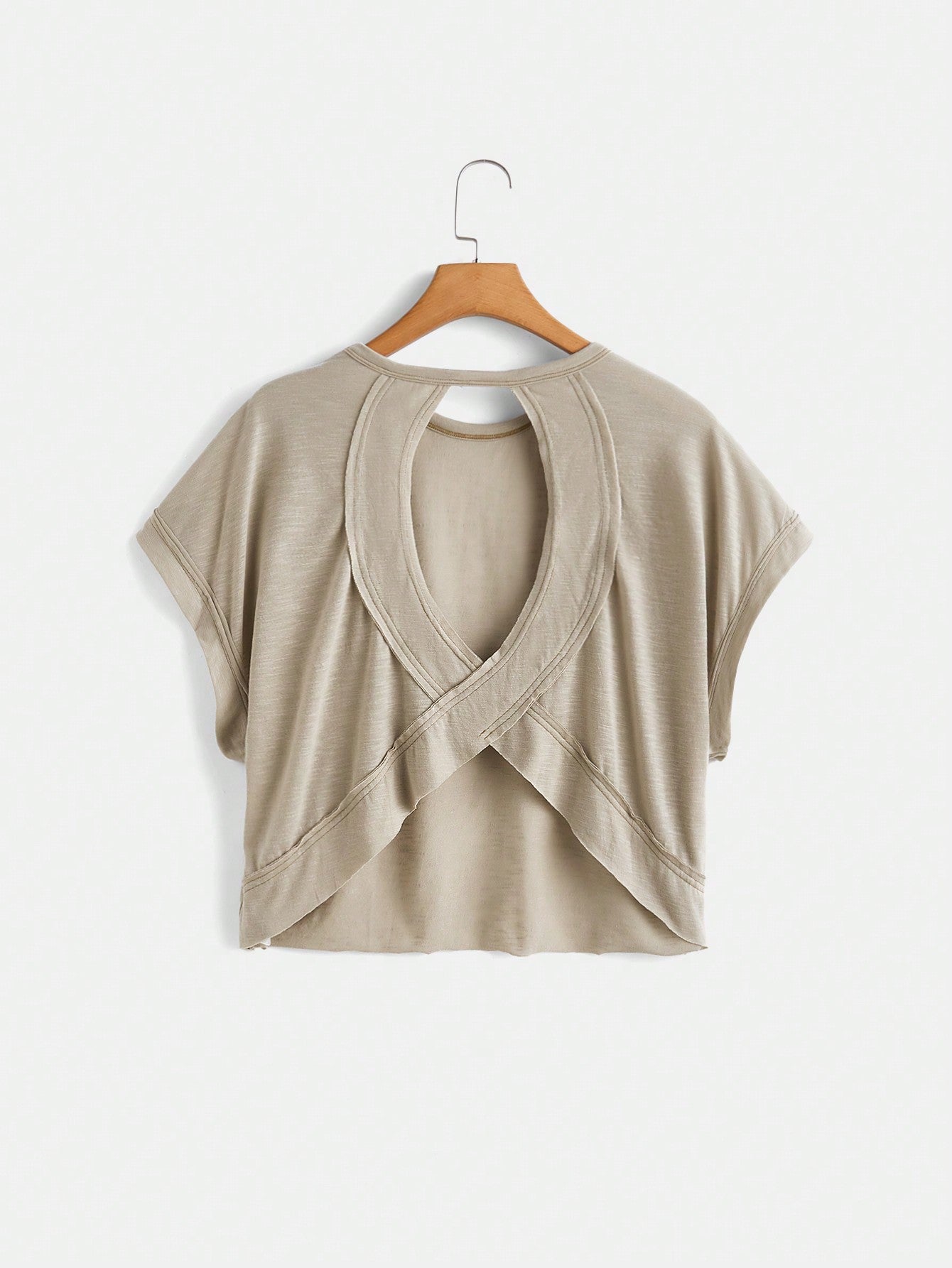 Cut Out Back Batwing Sleeve Tee