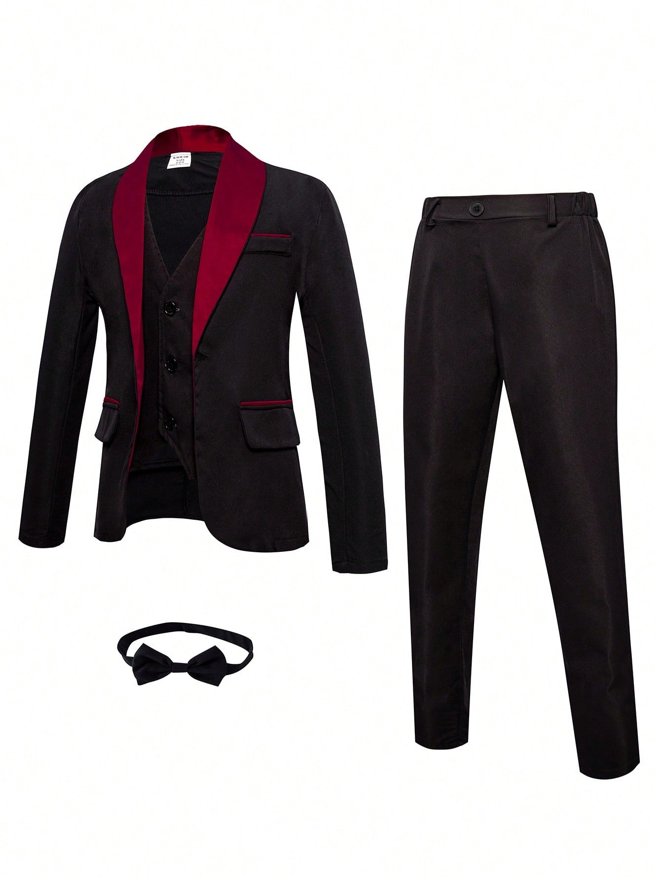 Tween Boy Two-Piece Dress Suit, Lapel Collar Long Sleeve Jacket And Black Pants, Elegant And Fashionable, Suitable For Birthday Parties, Evening Parties, Performances, And Weddings