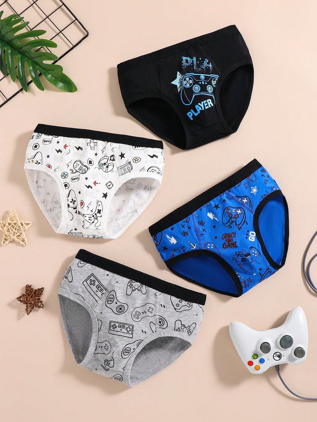 Young Boy 4-Pack Triangle Game Controller Printed Underwear