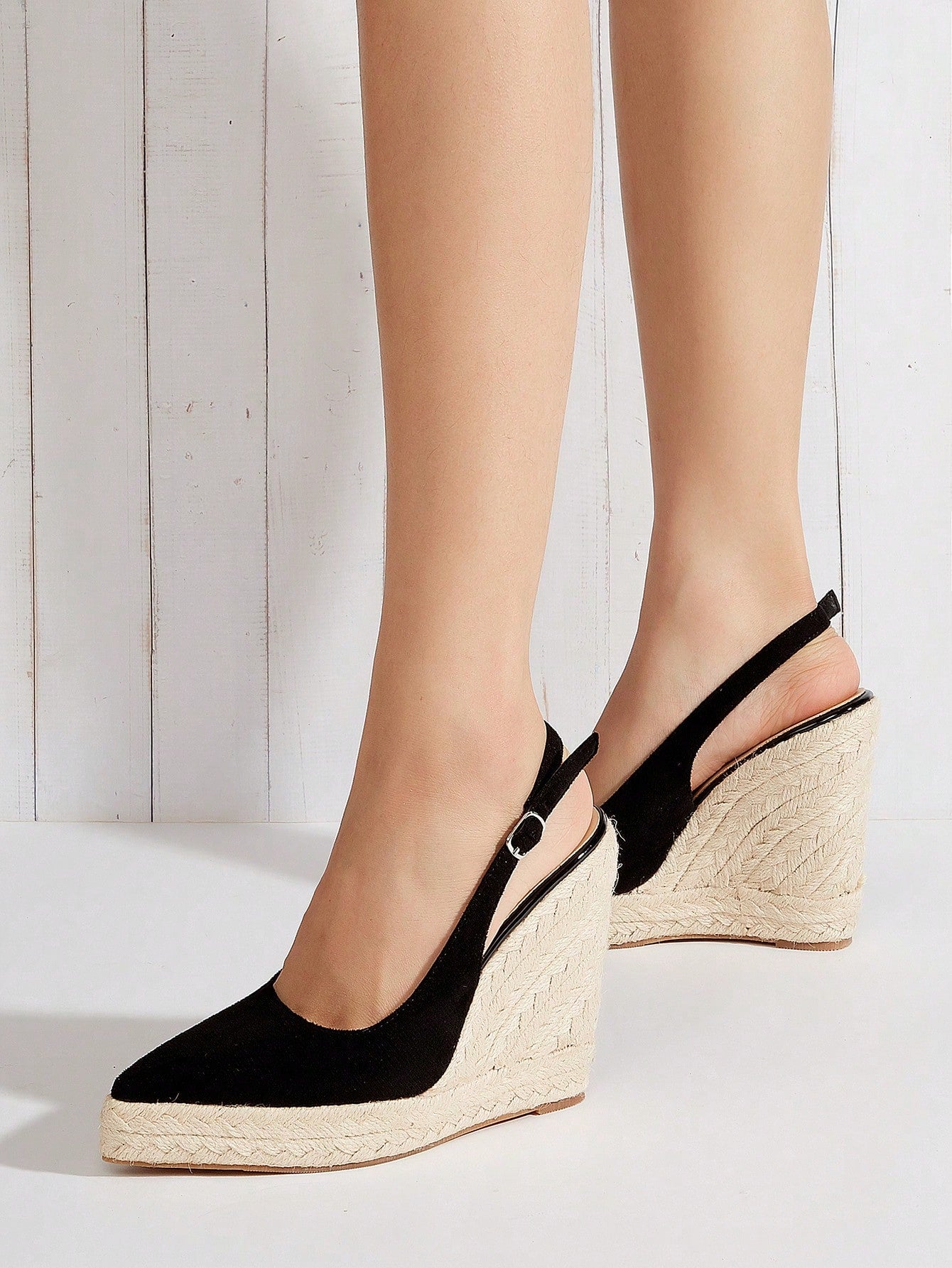 Beige Straw Woven Espadrilles With  Rope Sole, Vacation Hollow Ladies Wedge Heels & Thick-Soled Shoes. Random Straw Texture.