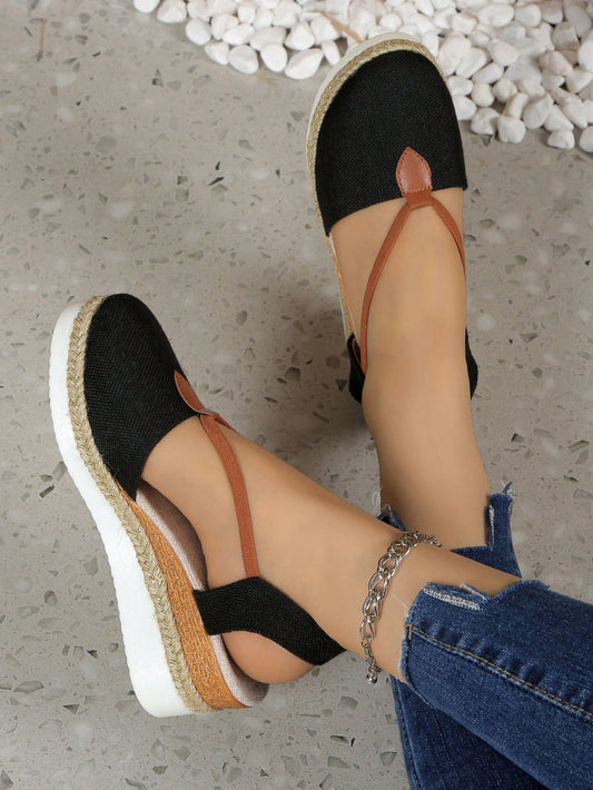 New Spring/Summer Women's Naked Band Platform Wedges With Rope Decoration Sole