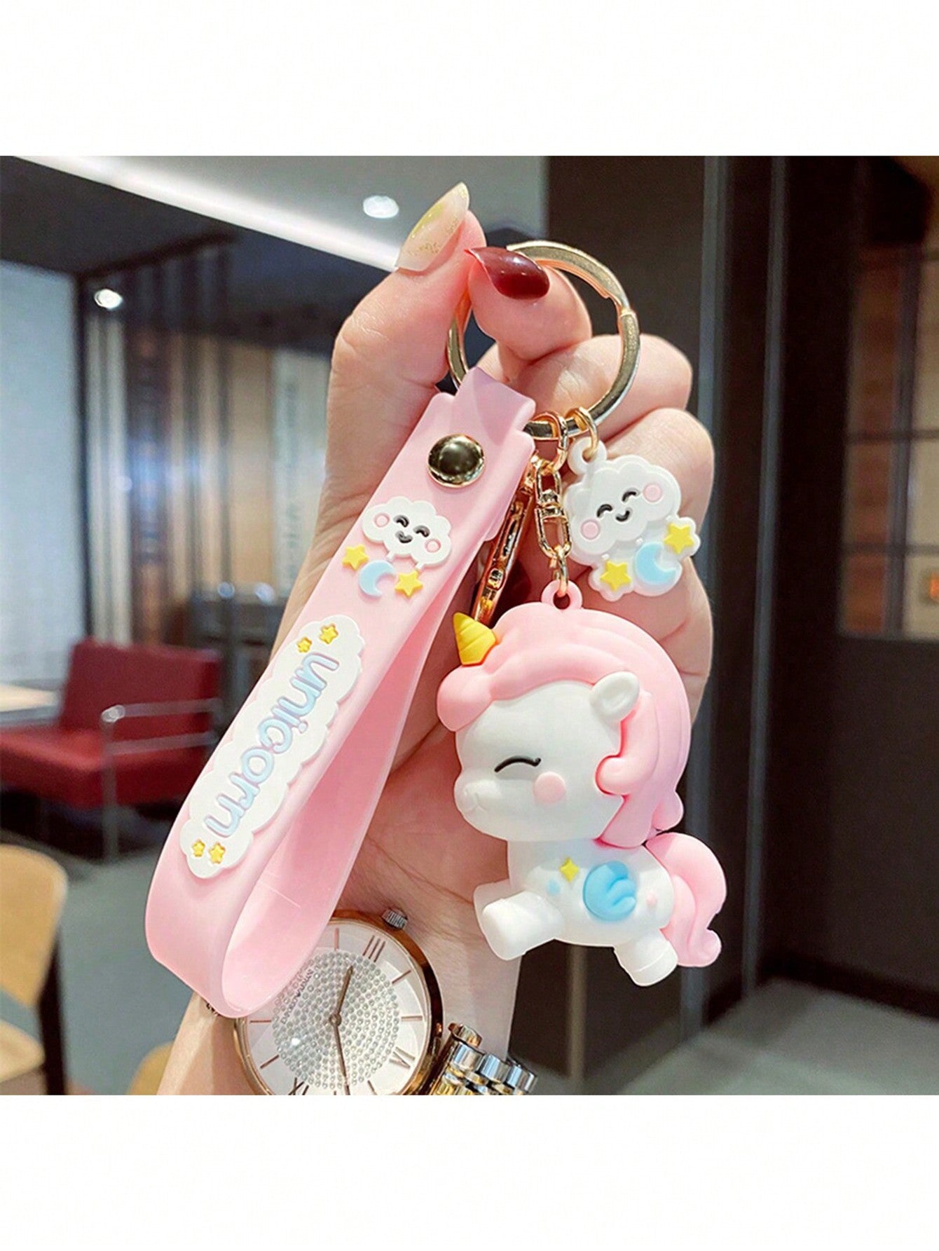 1pc Girly Pink Unicorn & Cloud Shaped Handbag Charm, Perfect For , Anniversary, Daily Use Gift