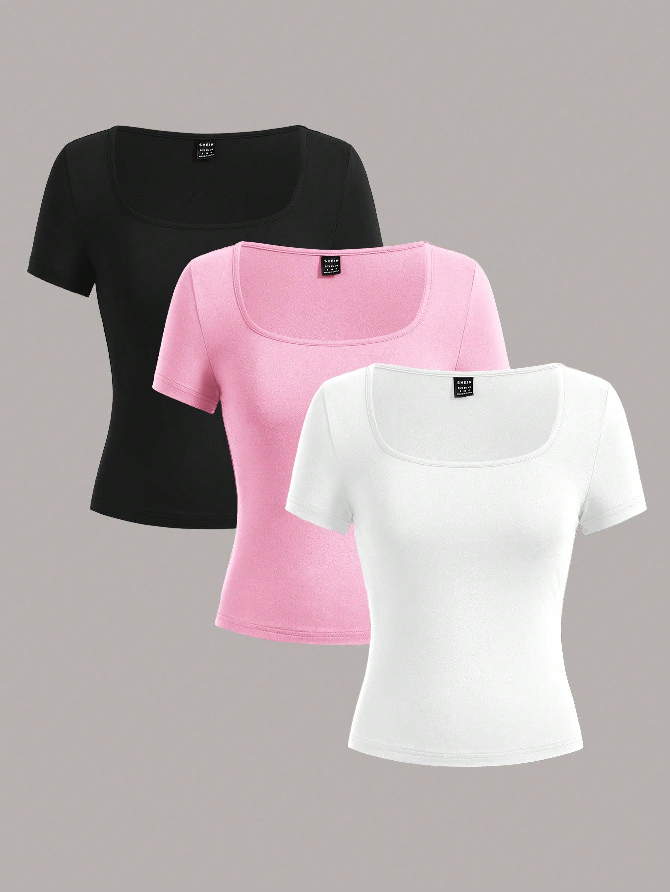 3pcs Women's Short Sleeve Short Casual Fitted T-Shirt Set Suitable For Summer