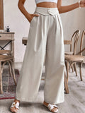 Frenchy Apricot Linen Suit Metal Decorative Button Long Suit Pants, Breathable Linen Production, Old Money Style, Old Money Suit Pants, Loose Wide-Leg Linen Pants