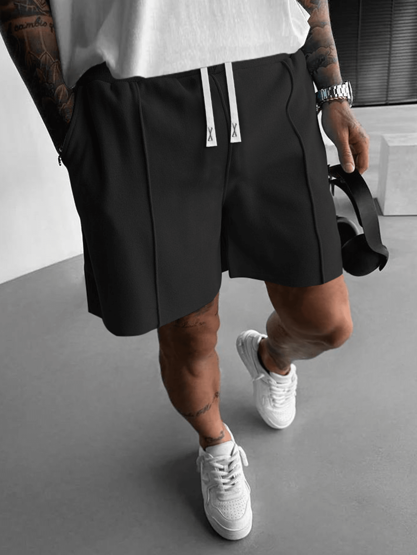 Men's Plus Size Casual Drawstring Elastic Waist Loose Shorts, Summer