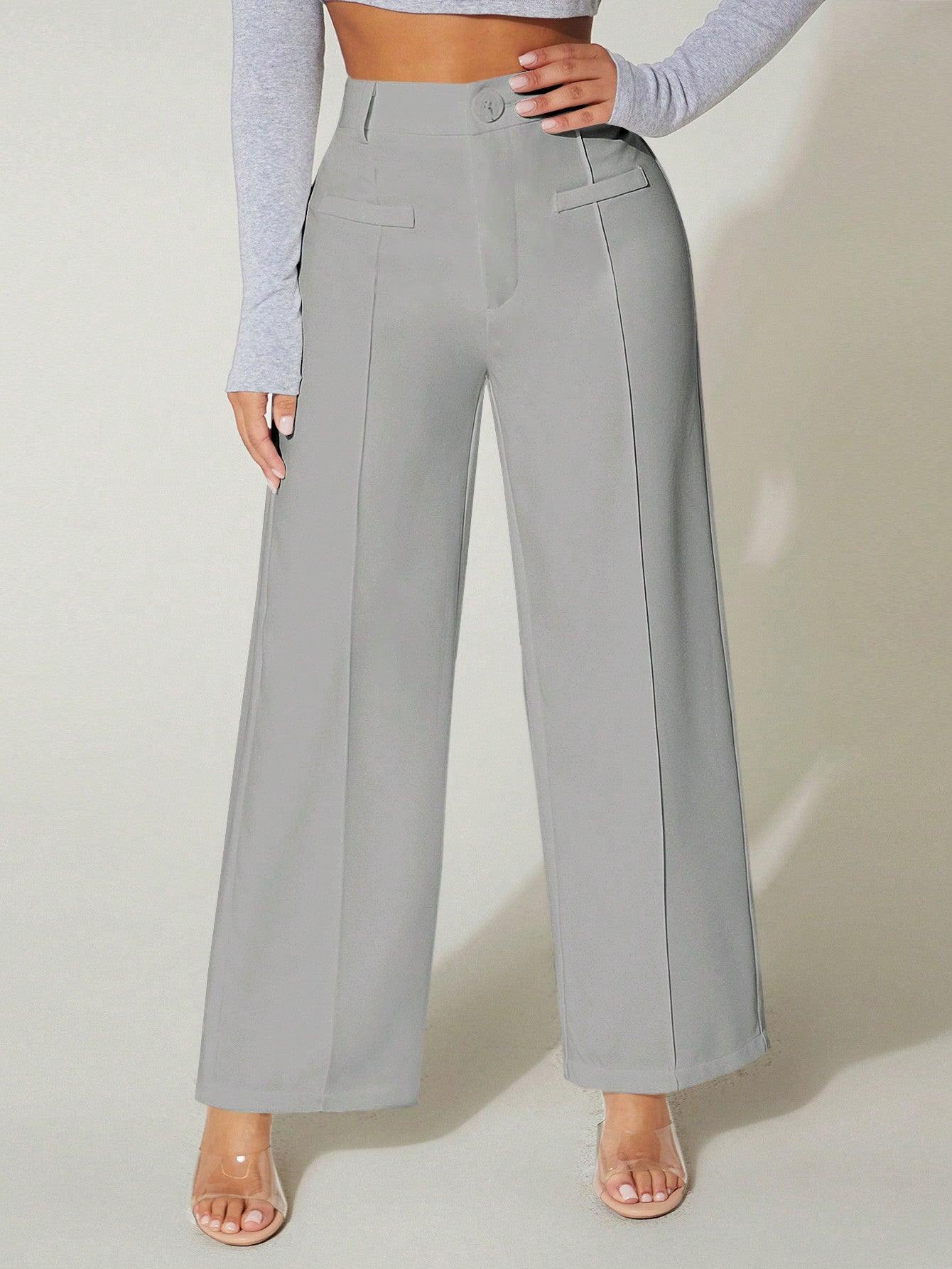 PETITE Solid Wide Leg Summer Pants