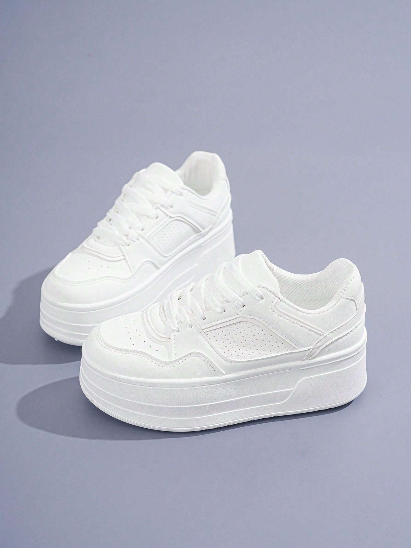 Women's Spring/Summer Breathable Trendy White Sneakers, For Sports, Casual Wear, Fitness, Jump Rope, Running, Tennis, School, With Anti-Slip, Lightweight, Soft Bottom, Skateboarding, Hiking, Anti-Fouling, Waterproof, Breathable, Antibacterial, Shockproof,