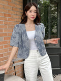 Lace Single Button Women's Short Sleeve Jacket For Summer