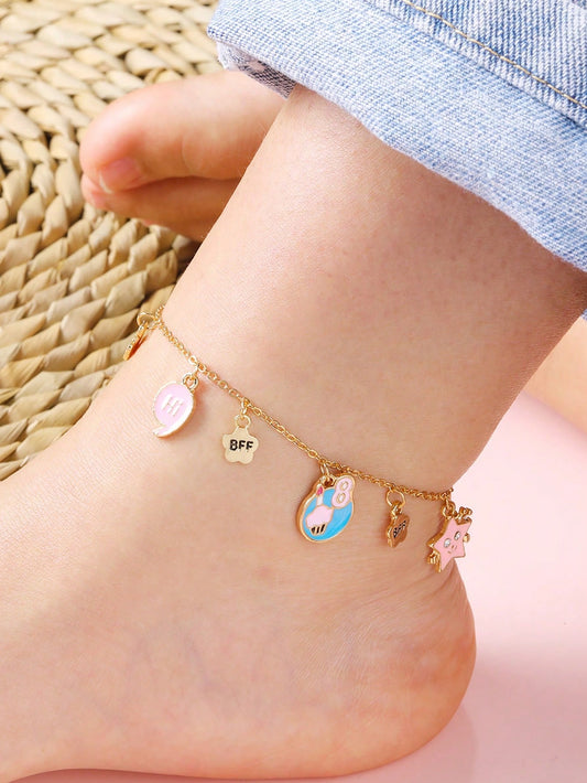 1pc Children BFF Five-Pointed Star Pendant Anklet